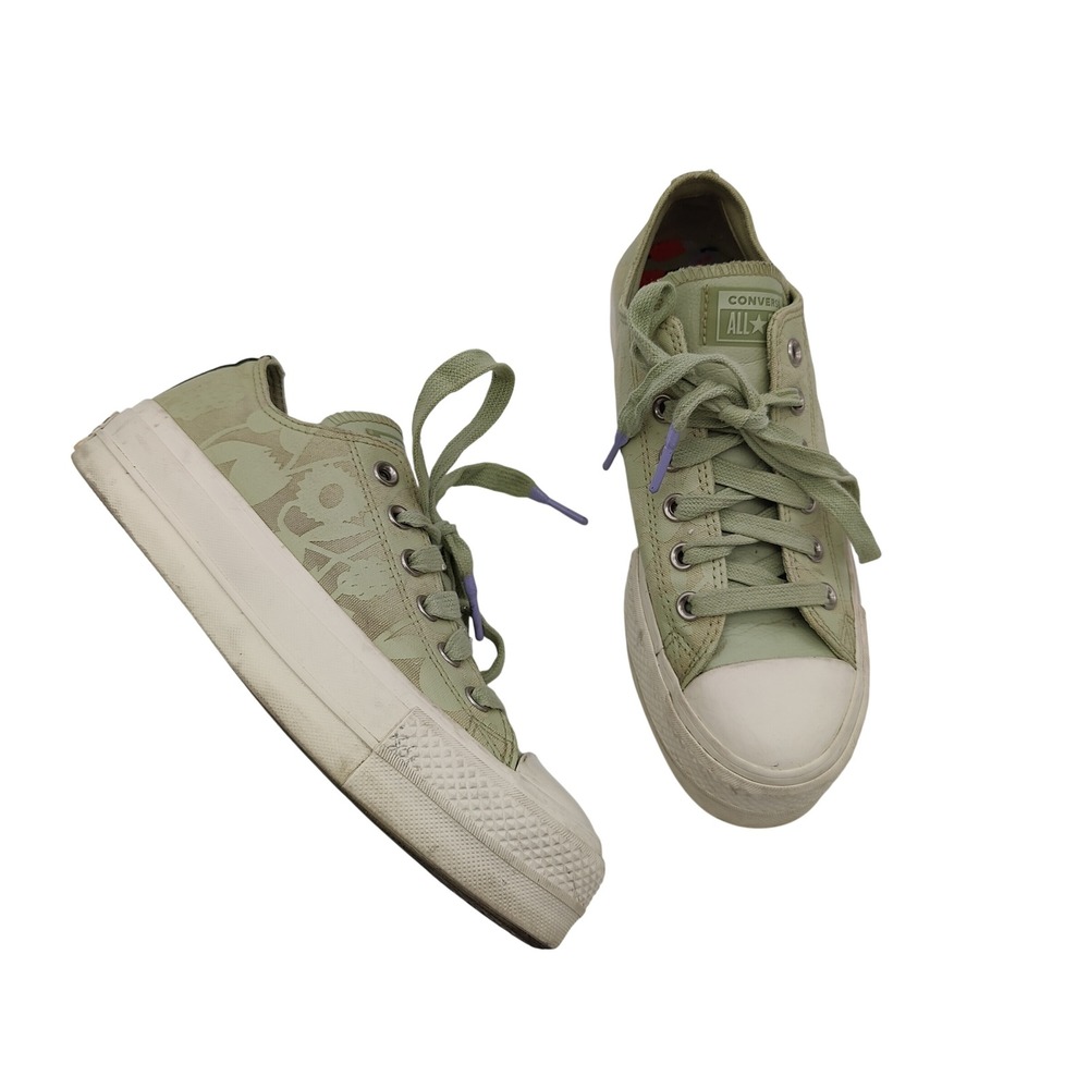 Converse Womens Cottage Boho Floral Retro Platform Sneaker 8 Pastel Sage Green